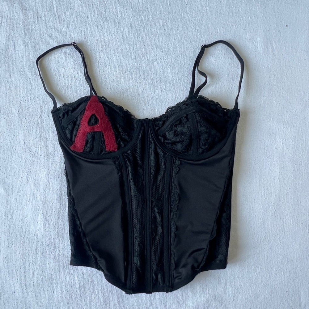 Handmade “Easy A” Inspired Black Lace Corset Top - Size S